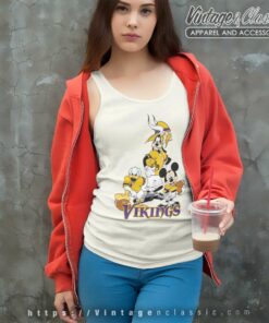 Mickey Goofy Donald Disney Minnesota Vikings Football Tank Top Racerback