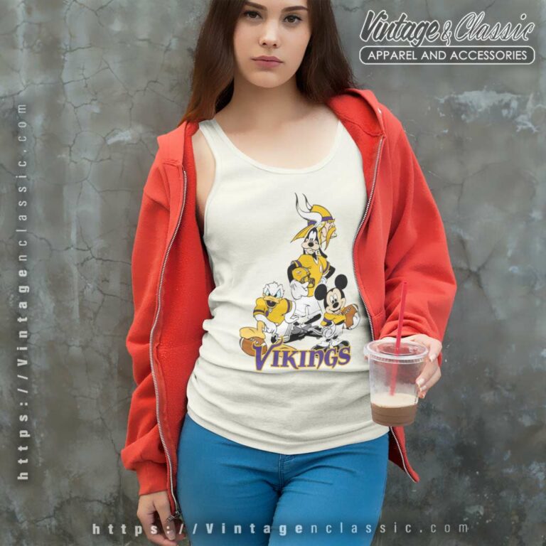 Mickey Goofy Donald Disney Minnesota Vikings Football Tank Top Racerback Mickey Goofy Donald Disney Minnesota Vikings Football Tank Top Racerback