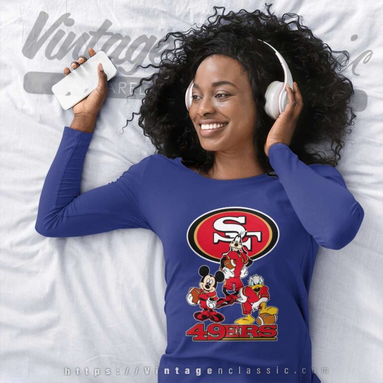 Mickey Goofy Donald Disney San Francisco 49ers Long Sleeve Tee Mickey Goofy Donald Disney San Francisco 49ers Long Sleeve Tee