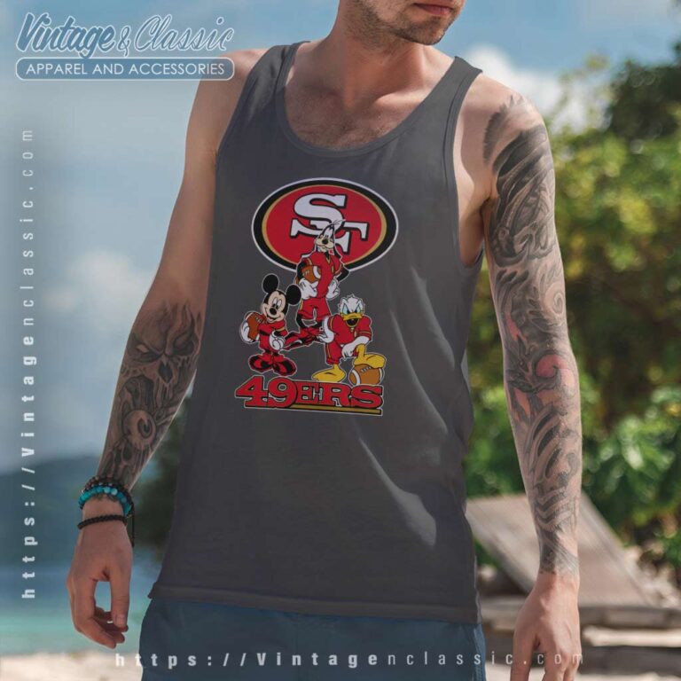 Mickey Goofy Donald Disney San Francisco 49ers Tank Top Racerback Mickey Goofy Donald Disney San Francisco 49ers Tank Top Racerback
