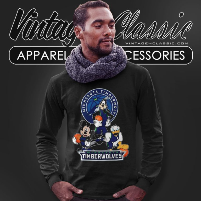 Mickey Goofy Donald Loves Minnesota Timberwolves Basketball Fans Long Sleeve Tee Mickey Goofy Donald Loves Minnesota Timberwolves Basketball Fans Long Sleeve Tee