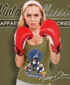 Mickey Goofy Donald Loves Minnesota Timberwolves Basketball Fans Tank Top Racerback