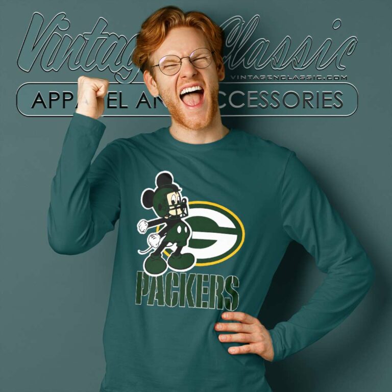 Mickey Green Bay Packers Football Long Sleeve Tee Mickey Green Bay Packers Football Long Sleeve Tee