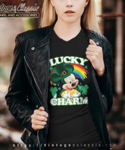 Mickey Lucky Charm Rainbow St Patricks Day vneck
