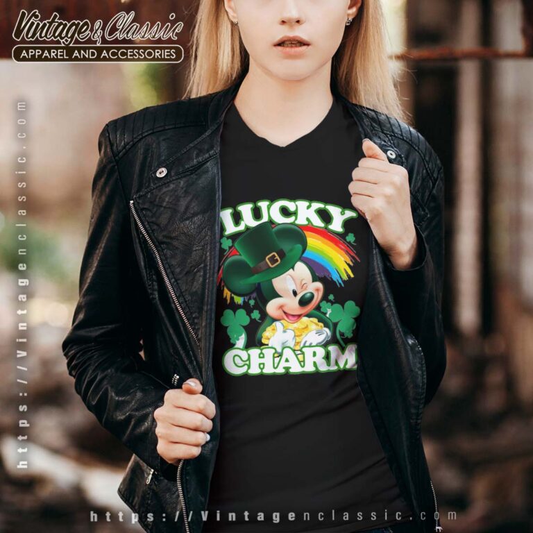 Mickey Lucky Charm Rainbow St Patricks Day vneck Mickey Lucky Charm Rainbow St Patricks Day vneck