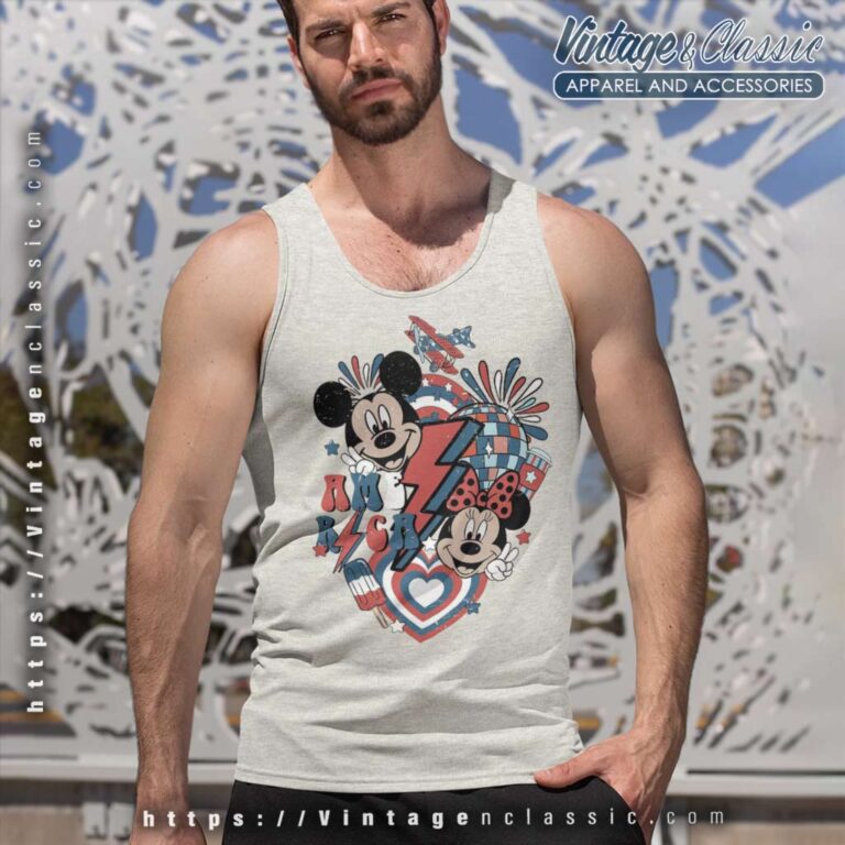 Mickey Minne America Red White Blue Tank Top Racerback Mickey Minne America Red White Blue Tank Top Racerback