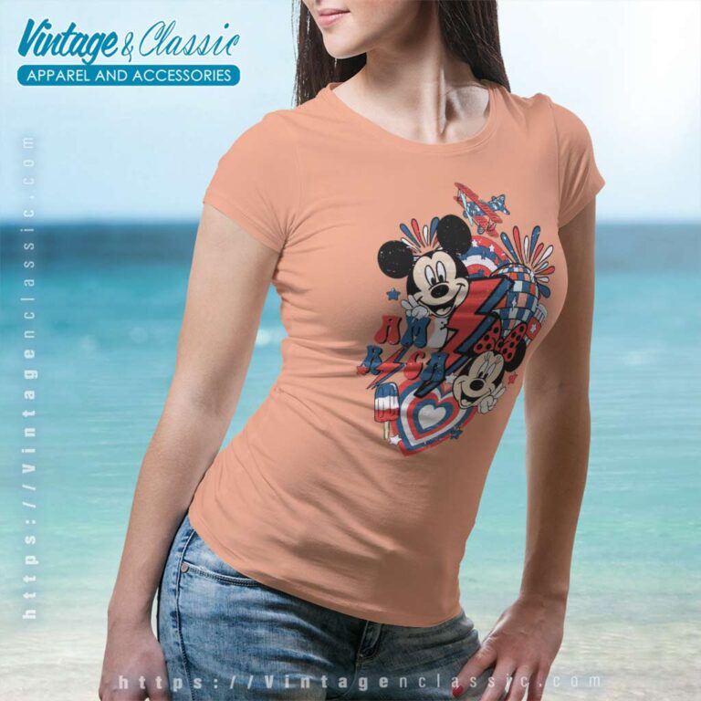 Mickey Minne America Red White Blue Women TShirt Mickey Minne America Red White Blue Women TShirt