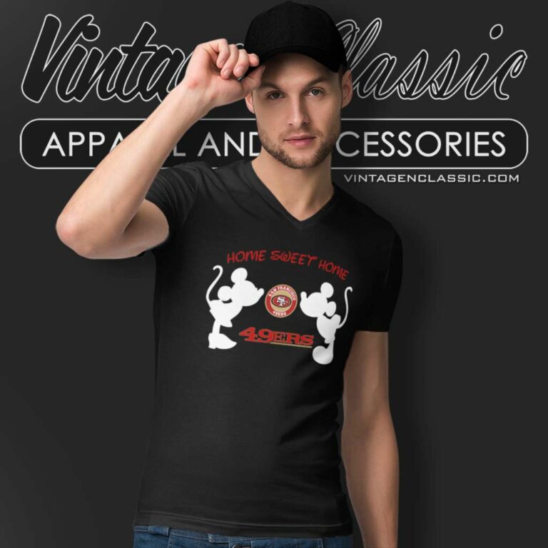 Mickey Minnie Home Sweet Home 49ers V Neck TShirt Mickey Minnie Home Sweet Home 49ers V Neck TShirt