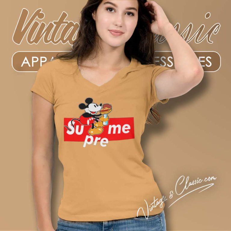 Mickey Mouse Box Logo Supreme V Neck TShirt Mickey Mouse Box Logo Supreme V Neck TShirt