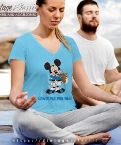 Mickey Mouse Carolina Panthers V Neck TShirt
