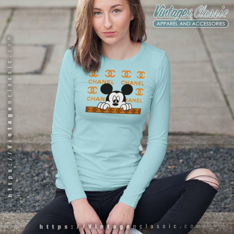 Mickey Mouse Chanel Logo Long Sleeve Tee Mickey Mouse Chanel Logo Long Sleeve Tee