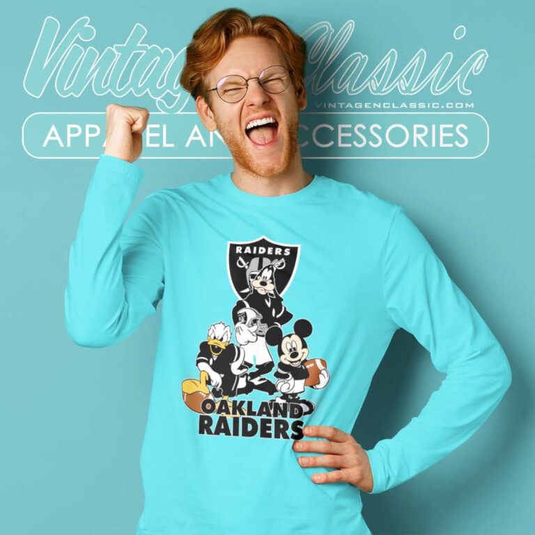 Mickey Mouse Donald Duck Oakland Raiders Long Sleeve Tee Mickey Mouse Donald Duck Oakland Raiders Long Sleeve Tee