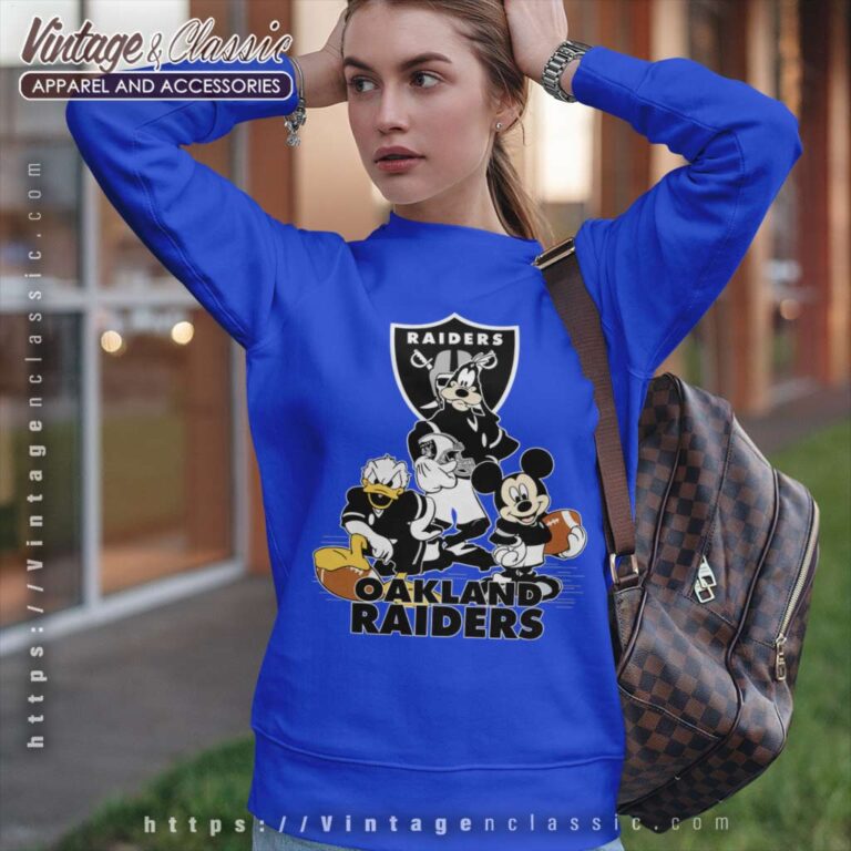 Mickey Mouse Donald Duck Oakland Raiders Sweatshirt Mickey Mouse Donald Duck Oakland Raiders Sweatshirt