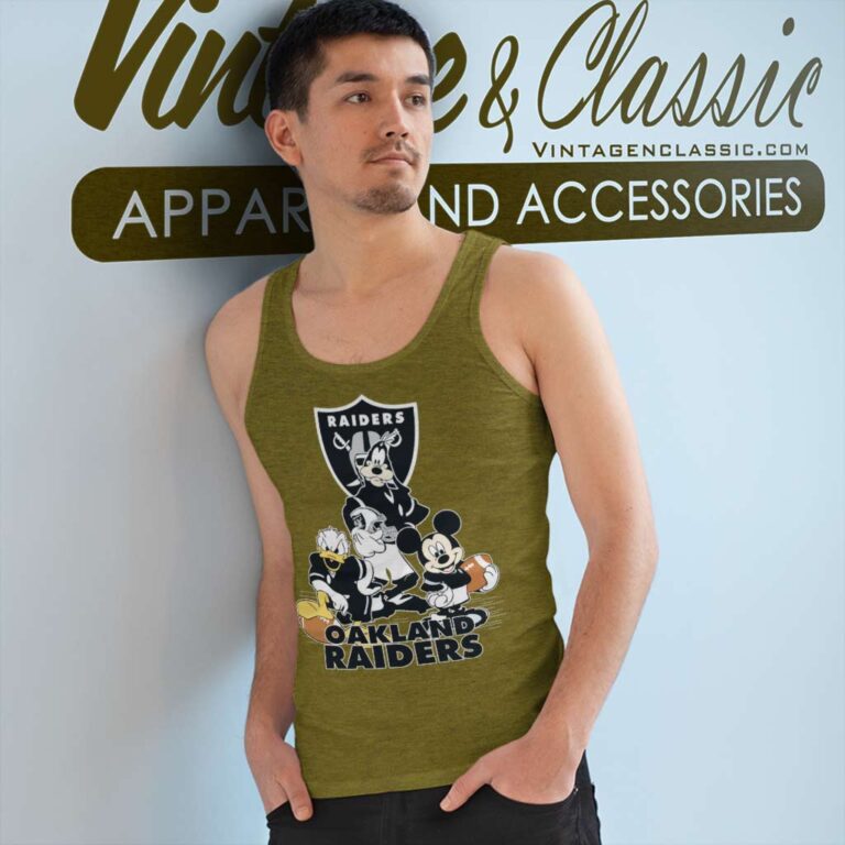 Mickey Mouse Donald Duck Oakland Raiders Tank Top Racerback Mickey Mouse Donald Duck Oakland Raiders Tank Top Racerback