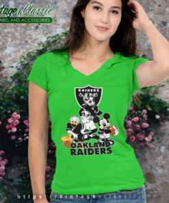 Mickey Mouse Donald Duck Oakland Raiders V Neck TShirt