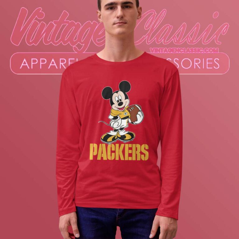 Mickey Mouse Green Bay Packers Long Sleeve Tee Mickey Mouse Green Bay Packers Long Sleeve Tee