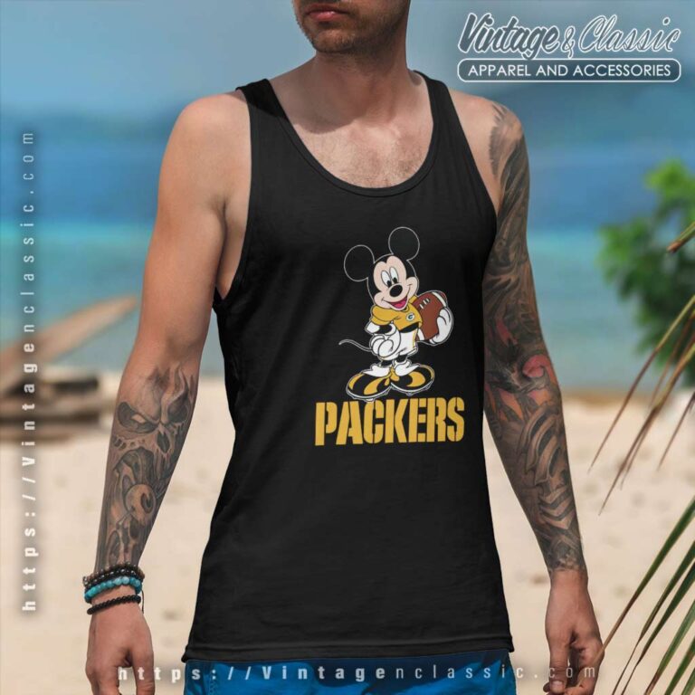 Mickey Mouse Green Bay Packers Tank Top Racerback Mickey Mouse Green Bay Packers Tank Top Racerback
