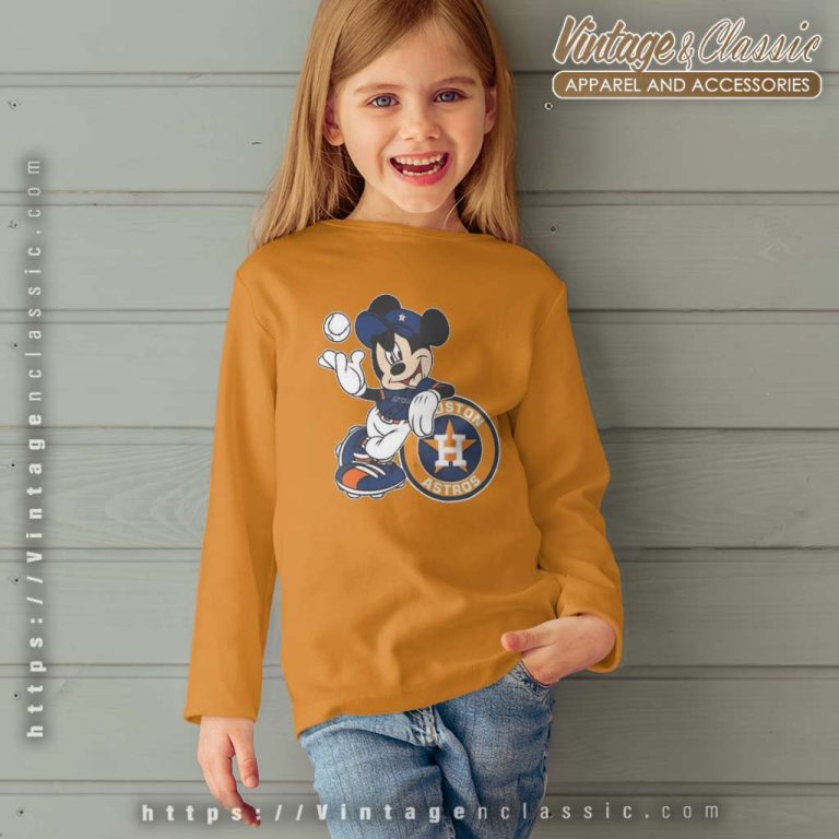 Mickey Mouse Houston Astros Baseball Kids Long Sleeve Tee Mickey Mouse Houston Astros Baseball Kids Long Sleeve Tee