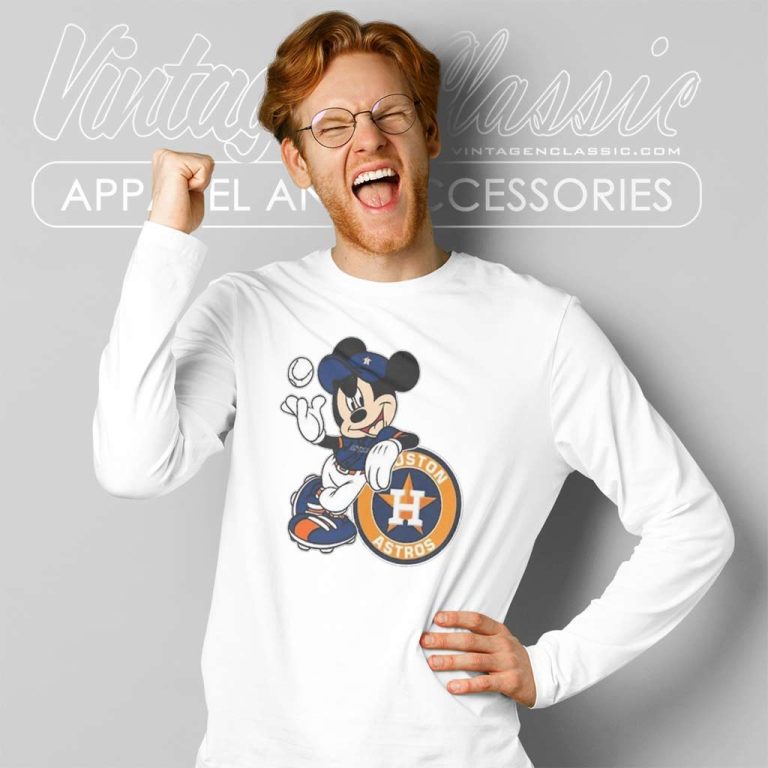 Mickey Mouse Houston Astros Baseball Long Sleeve Tee Mickey Mouse Houston Astros Baseball Long Sleeve Tee