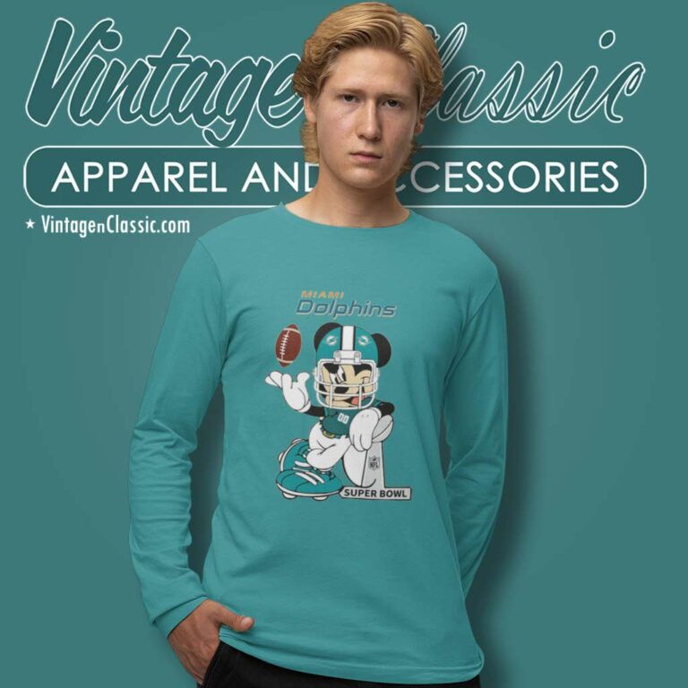 Mickey Mouse Miami Dolphin Long Sleeve Tee Mickey Mouse Miami Dolphin Long Sleeve Tee