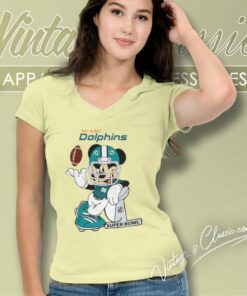 Mickey Mouse Miami Dolphin V Neck TShirt