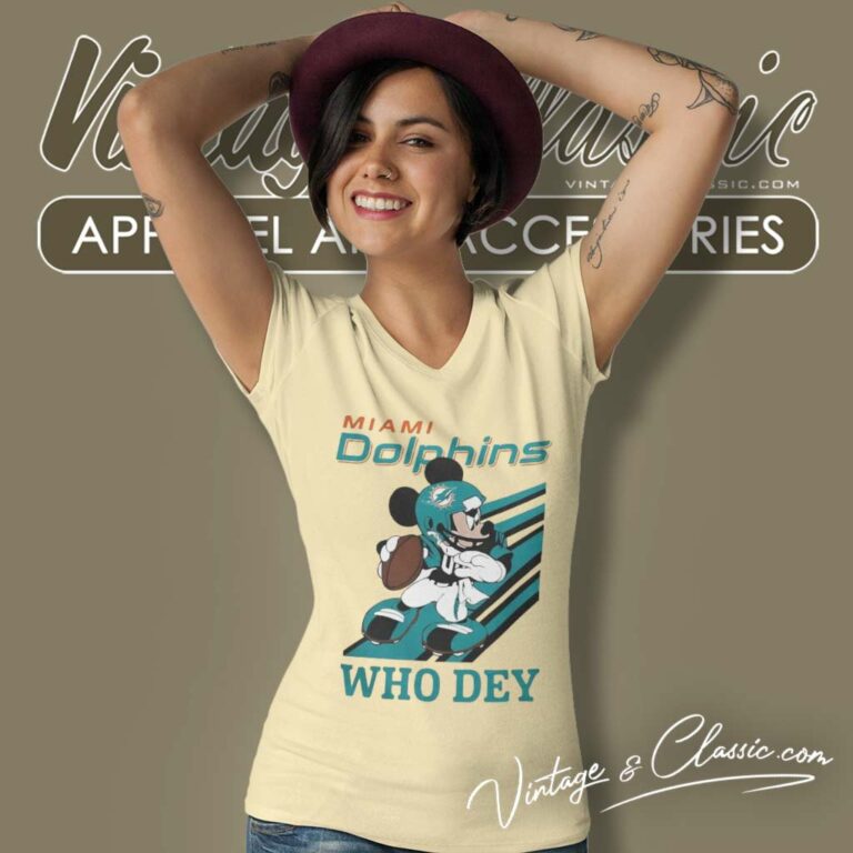 Mickey Mouse Miami Dolphins Football Player Who Dey Slogan V Neck TShirt Mickey Mouse Miami Dolphins Football Player Who Dey Slogan V Neck TShirt