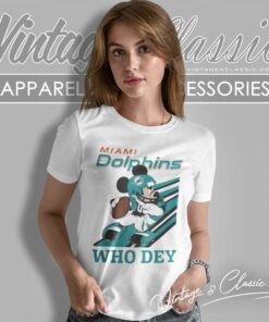 Mickey Mouse Miami Dolphins Football Player Who Dey Slogan Women TShirt