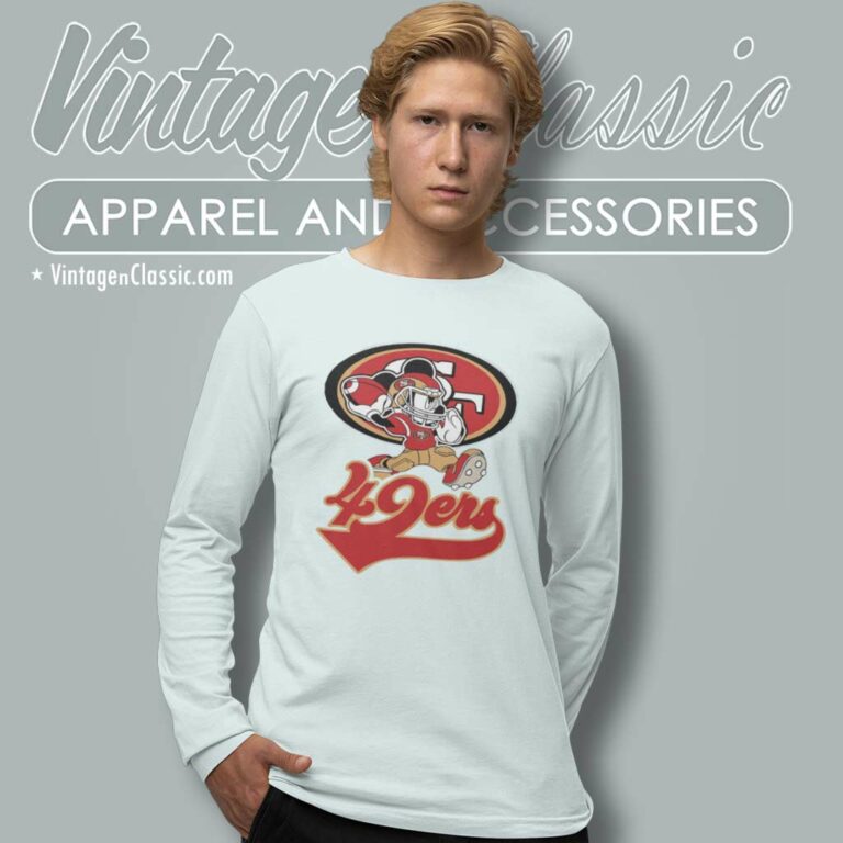 Mickey Mouse Player San Francisco 49ers Long Sleeve Tee Mickey Mouse Player San Francisco 49ers Long Sleeve Tee