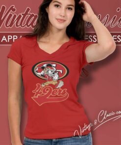 Mickey Mouse Player San Francisco 49ers V Neck TShirt