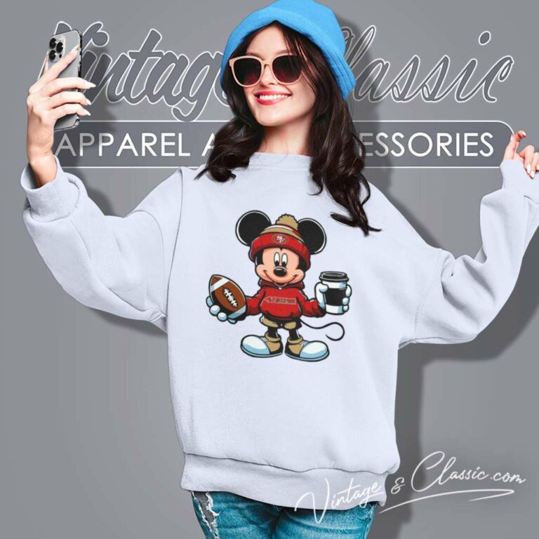 Mickey Mouse San Francisco 49ers Coffee Cup Sweatshirt Mickey Mouse San Francisco 49ers Coffee Cup Sweatshirt