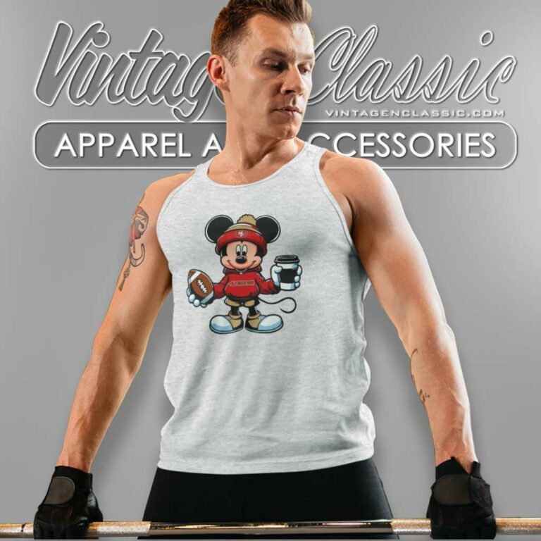 Mickey Mouse San Francisco 49ers Coffee Cup Tank Top Racerback Mickey Mouse San Francisco 49ers Coffee Cup Tank Top Racerback