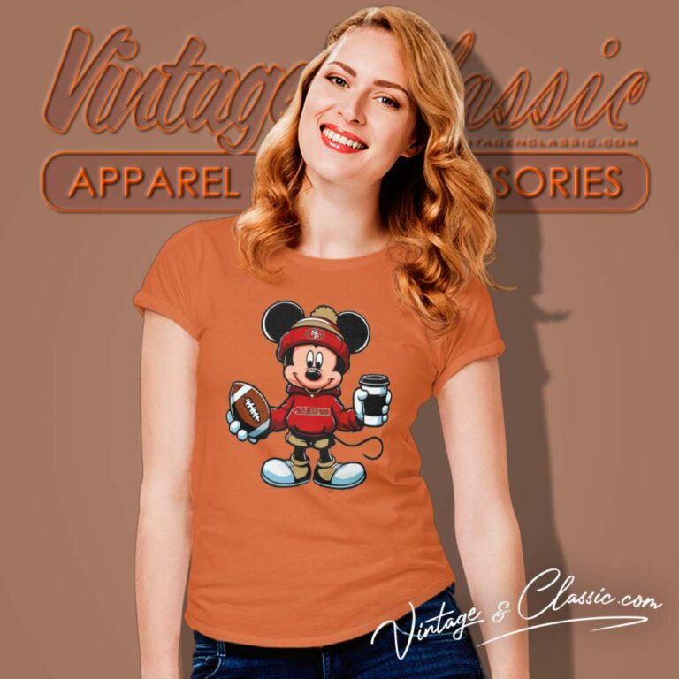 Mickey Mouse San Francisco 49ers Coffee Cup Women TShirt Mickey Mouse San Francisco 49ers Coffee Cup Women TShirt