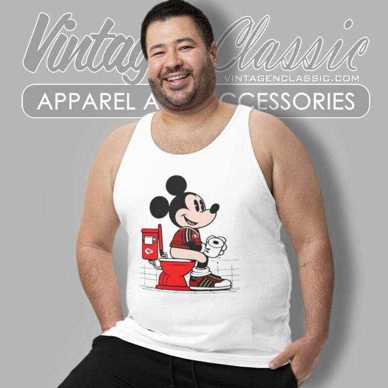 Mickey Mouse San Francisco 49ers Sitting On Kansas City Chiefs Toilet Tank Top Racerback Mickey Mouse San Francisco 49ers Sitting On Kansas City Chiefs Toilet Tank Top Racerback