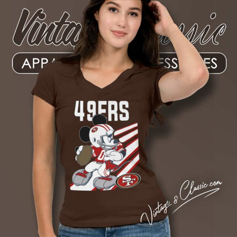 Mickey Mouse San Francisco 49ers V Neck TShirt Mickey Mouse San Francisco 49ers V Neck TShirt