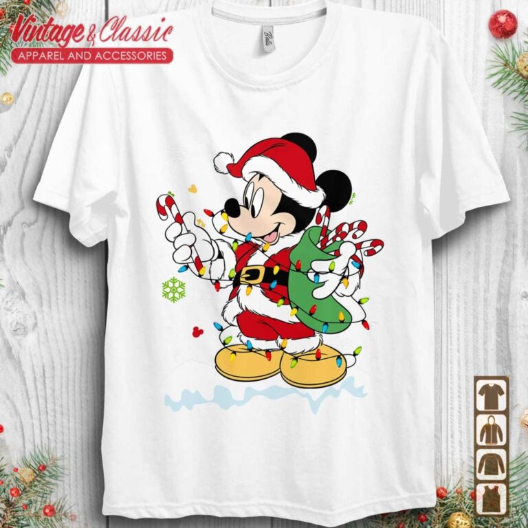 Mickey Mouse Santa Costume Christmas Light T shirt Mickey Mouse Santa Costume Christmas Light T shirt