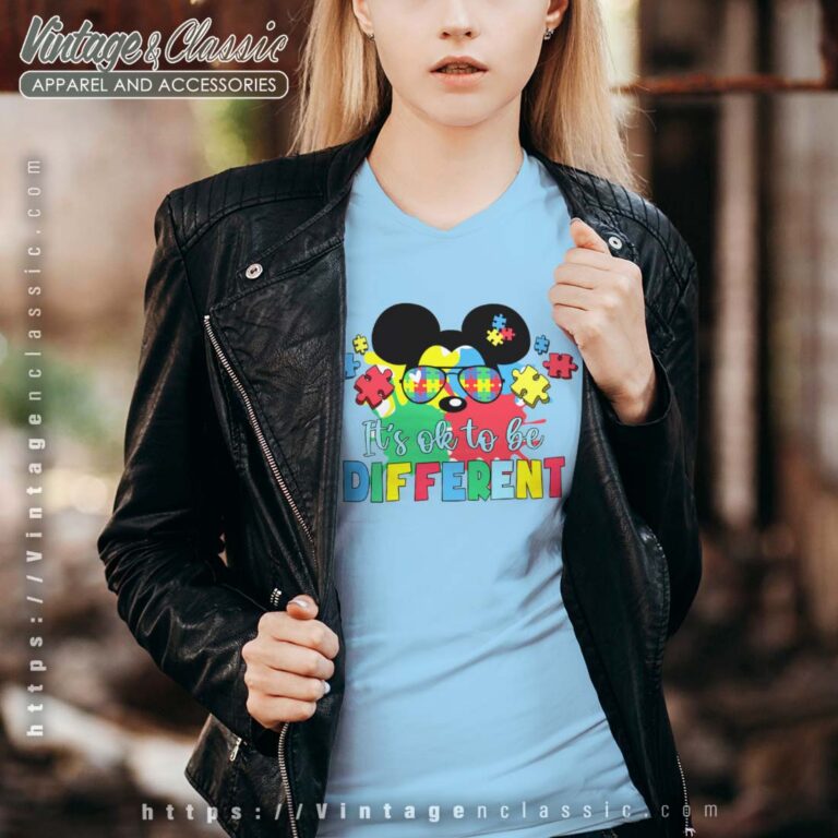 Mickey Ok To Be Different Autism Vneck Disney Autism Mickey Ok To Be Different Autism Vneck Disney Autism
