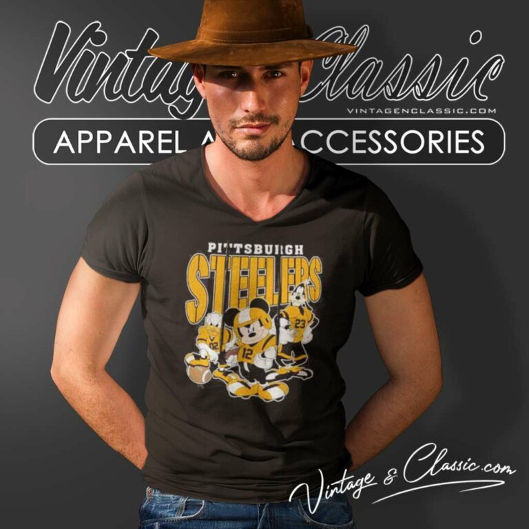Mickey Pittsburgh Steelers Game Day Football V Neck TShirt Mickey Pittsburgh Steelers Game Day Football V Neck TShirt