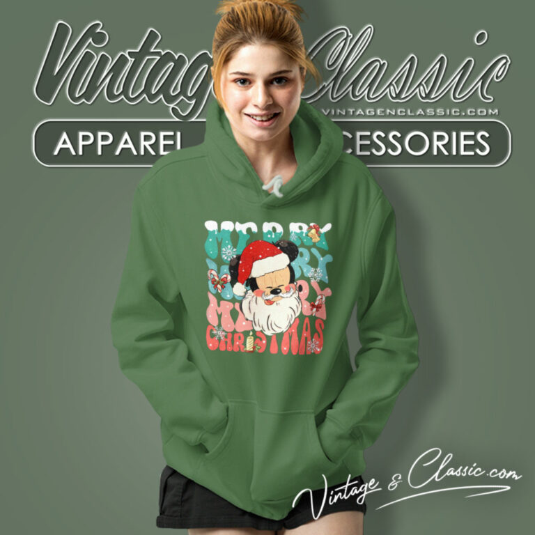 Mickey Santa Retro Merry Christmas Hoodie Mickey Santa Retro Merry Christmas Hoodie