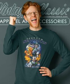 Mickey Seahawks Halloween Shirt Vince Lombardi Trophy Seattle Seahawks Long Sleeve Tee