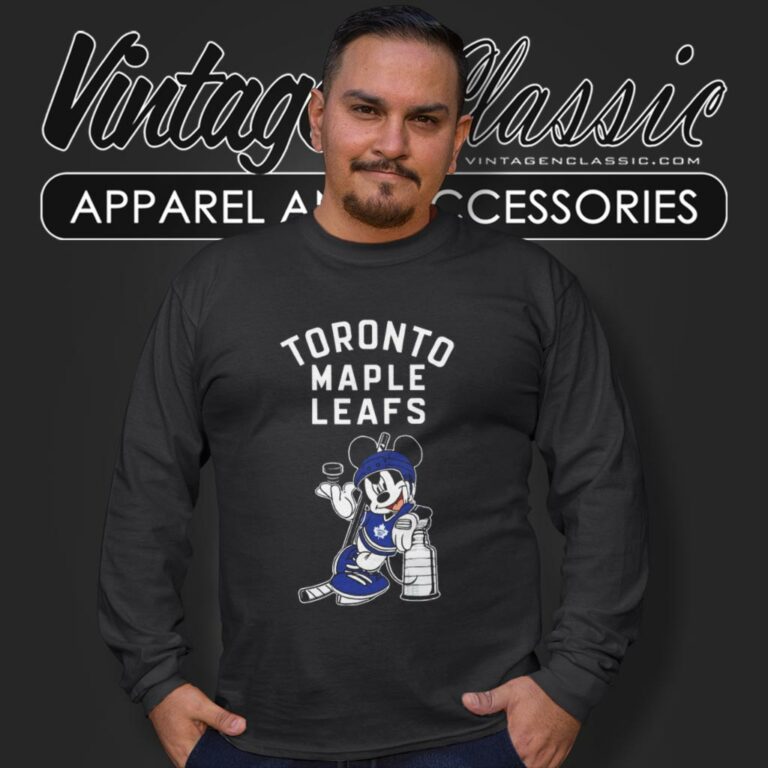 Mickey Toronto Maple Leafs With The Stanley Cup Hockey Long Sleeve Tee Mickey Toronto Maple Leafs With The Stanley Cup Hockey Long Sleeve Tee