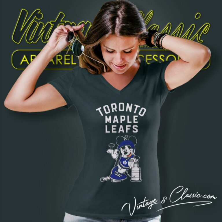 Mickey Toronto Maple Leafs With The Stanley Cup Hockey V Neck TShirt Mickey Toronto Maple Leafs With The Stanley Cup Hockey V Neck TShirt