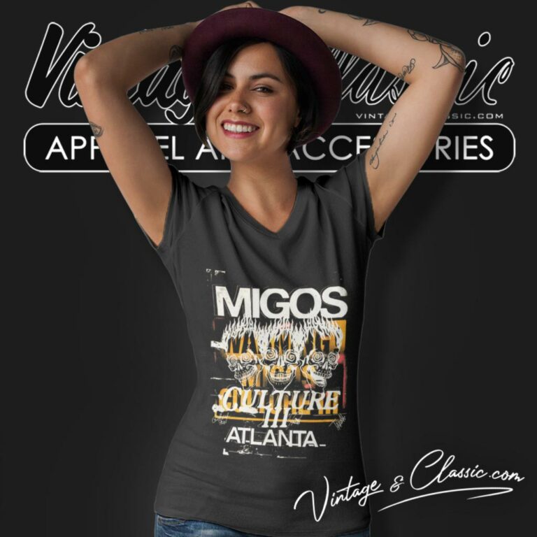 Migos X Gallery Dept Shirt For Culture Iii Three Skulls V Neck TShirt Migos X Gallery Dept Shirt For Culture Iii Three Skulls V Neck TShirt