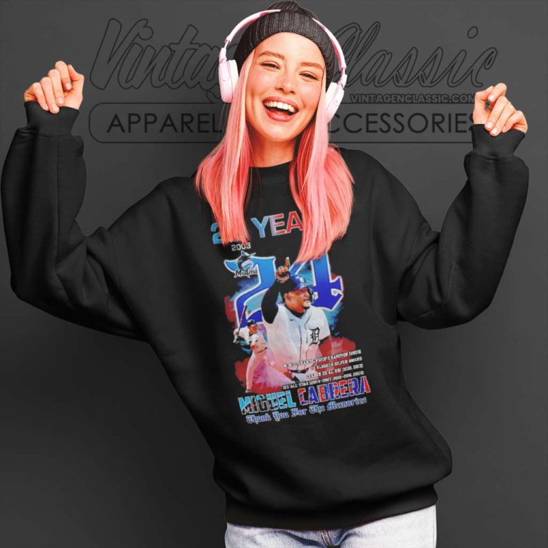 Miguel Cabrera 20 Years Detroit Tigers Thanks For The Memories Signature Sweatshirt Miguel Cabrera 20 Years Detroit Tigers Thanks For The Memories Signature Sweatshirt