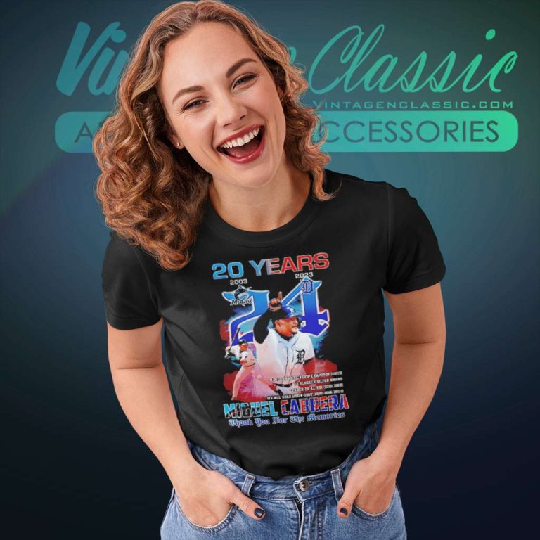Miguel Cabrera 20 Years Detroit Tigers Thanks For The Memories Signature Women TShirt Miguel Cabrera 20 Years Detroit Tigers Thanks For The Memories Signature Women TShirt