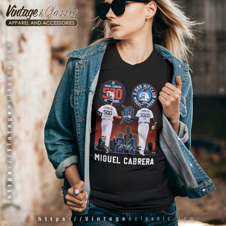 Miguel Cabrera 500 Home Run and 3000 Hits signature Vneck Miguel Cabrera 500 Home Run and 3000 Hits signature Vneck