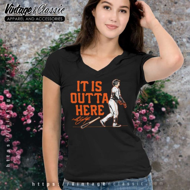 Mike Yastrzemski It Is Outta Here San Francisco Giants Signature V Neck TShirt Mike Yastrzemski It Is Outta Here San Francisco Giants Signature V Neck TShirt