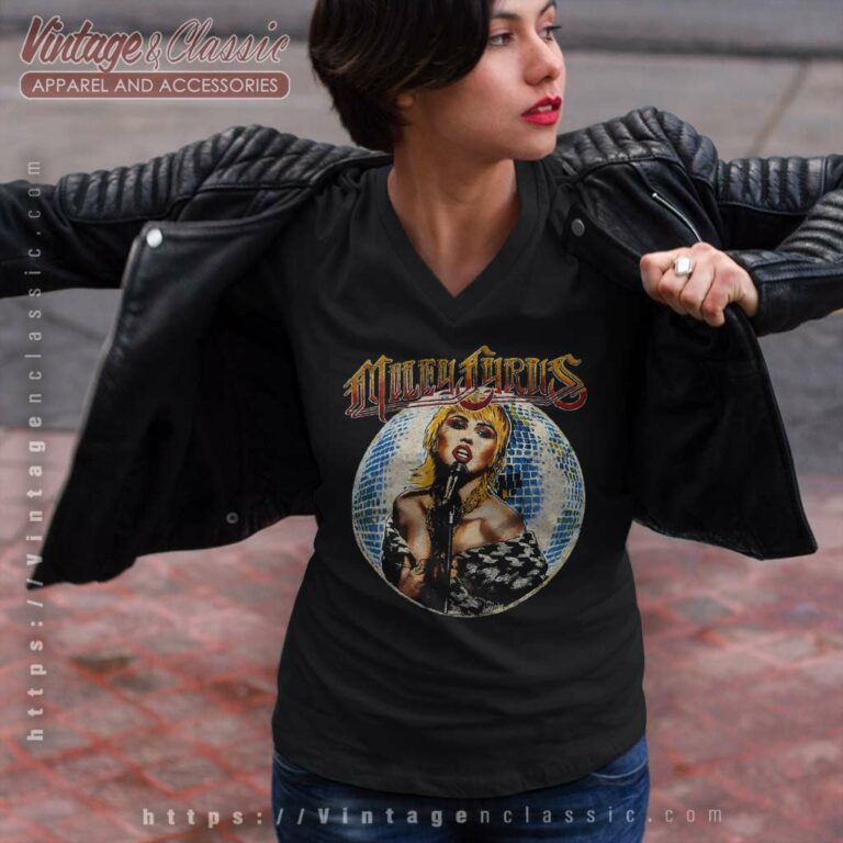 Miley Cyrus Midnight Sky V Neck TShirt Miley Cyrus Midnight Sky V Neck TShirt