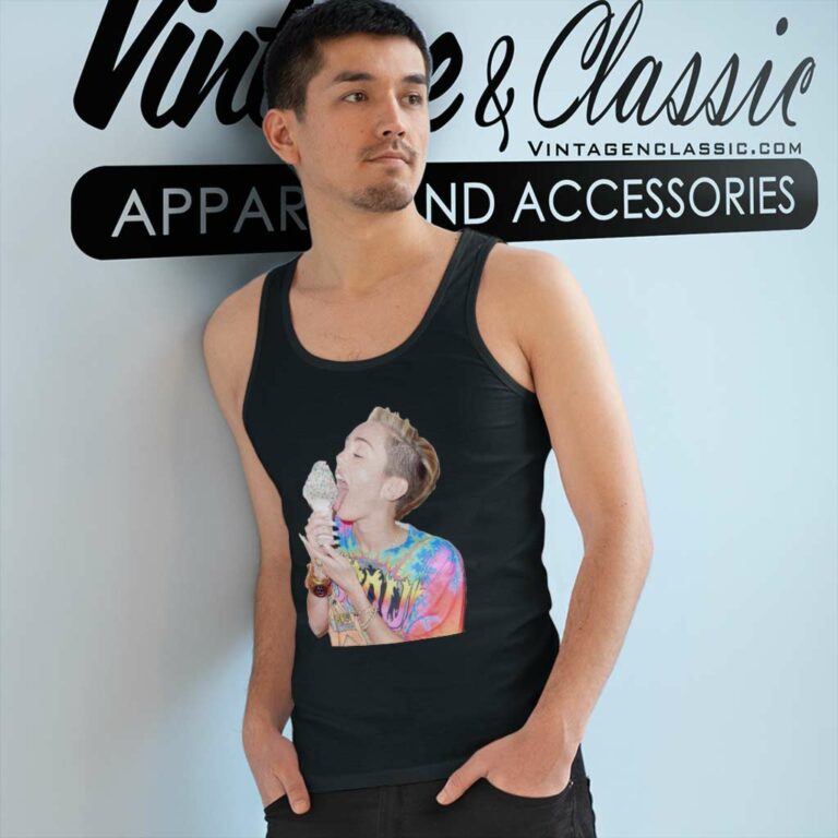 Miley Cyrus Shirt Licking An Ice Cream Tank Top Racerback Miley Cyrus Shirt Licking An Ice Cream Tank Top Racerback