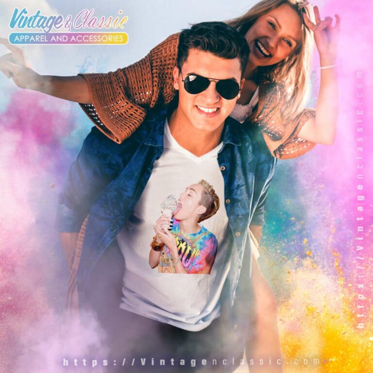 Miley Cyrus Shirt Licking An Ice Cream V Neck TShirt Miley Cyrus Shirt Licking An Ice Cream V Neck TShirt