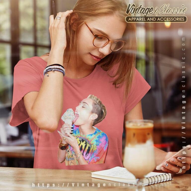 Miley Cyrus Shirt Licking An Ice Cream Women TShirt Miley Cyrus Shirt Licking An Ice Cream Women TShirt